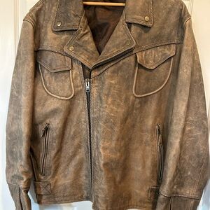 Wilsons Leather Distressed Brown Harley Davidson Motorcycle Jacket XL